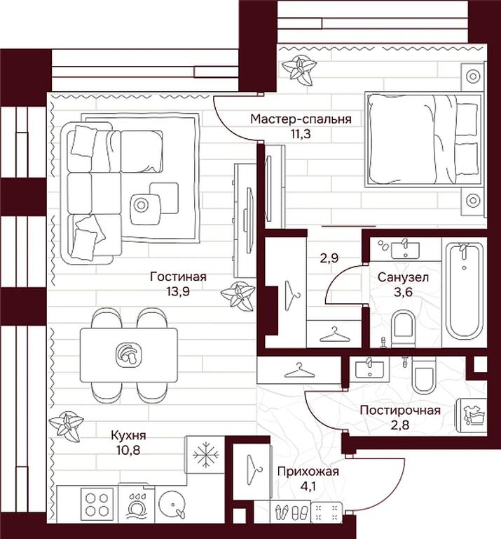 1-BD Apartment Sale, 49.4平方米 at Dom 7 Danilovskiy, Serpukhovsky Val Street, Moscow, Russia #1 1-BD Apartment Sale, 49.4平方米 at Dom 7 Danilovskiy, Serpukhovsky Val Street, Moscow, Russia #1
