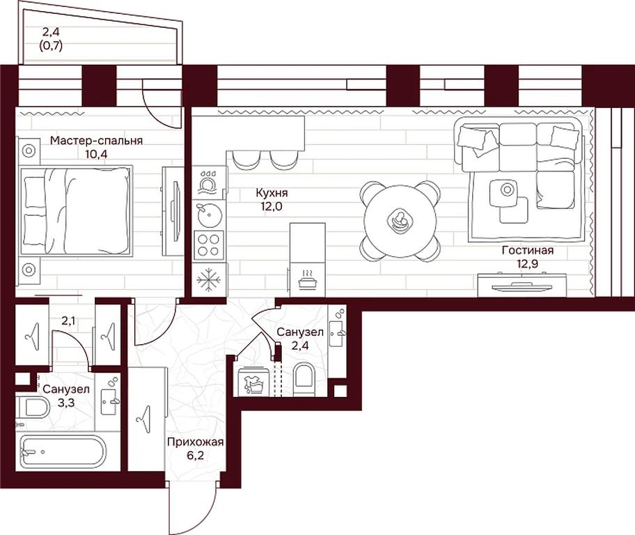1-BD Apartment Sale, 49.5 sq. m. at Dom 7 Danilovskiy, Serpukhovsky Val Street, Moscow, Russia #1 1-BD Apartment Sale, 49.5 sq. m. at Dom 7 Danilovskiy, Serpukhovsky Val Street, Moscow, Russia #1