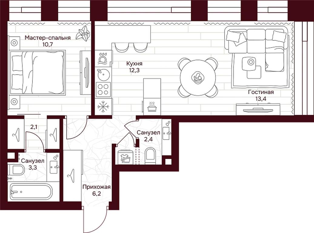 1-BD Apartment Sale, 50.4 sq. m. at Dom 7 Danilovskiy, Serpukhovsky Val Street, Moscow, Russia #1 1-BD Apartment Sale, 50.4 sq. m. at Dom 7 Danilovskiy, Serpukhovsky Val Street, Moscow, Russia #1