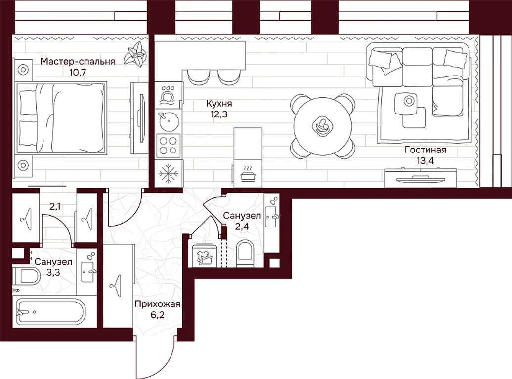 1-BD Apartment Sale, 50.4 sq. m. at Dom 7 Danilovskiy, Serpukhovsky Val Street, Moscow, Russia #1 1-BD Apartment Sale, 50.4 sq. m. at Dom 7 Danilovskiy, Serpukhovsky Val Street, Moscow, Russia #1