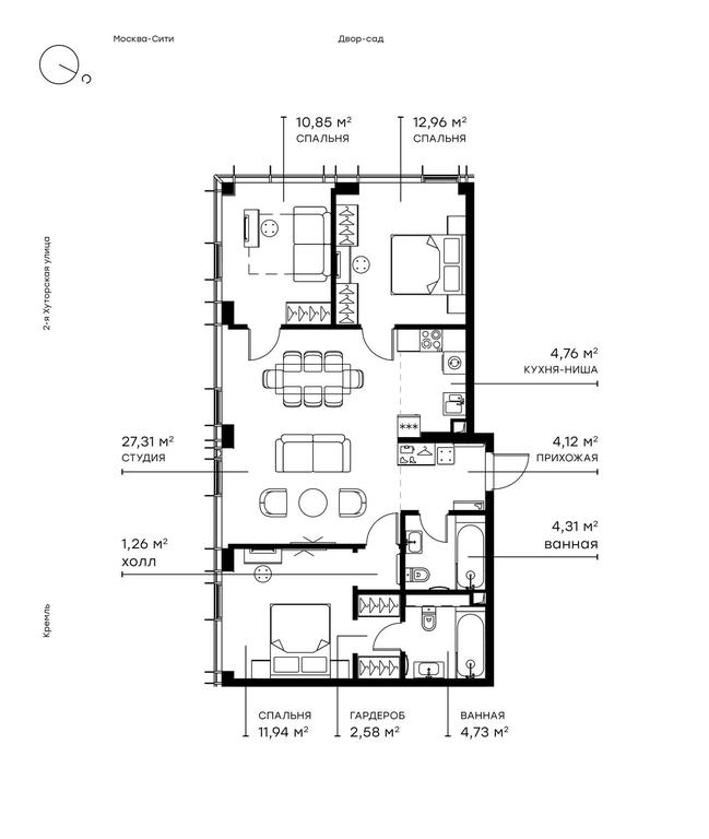 3-BD Apartment Sale, 85.9平方米 at Symphony 34, 2nd Khutorskaya Street, 38А, Moscow, Russia #1 3-BD Apartment Sale, 85.9平方米 at Symphony 34, 2nd Khutorskaya Street, 38А, Moscow, Russia #1