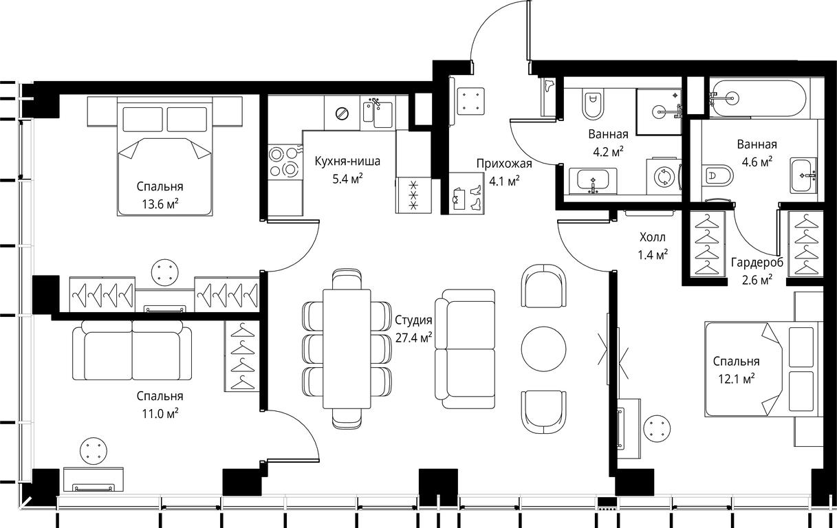 3-BD Apartment Sale, 86.4 sq. m. at Symphony 34, 2nd Khutorskaya Street, 38А, Moscow, Russia #2