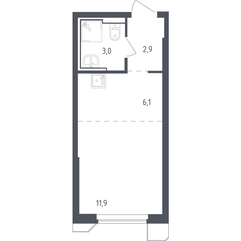 Apartment Sale, 23.93 sq. m. at Sputnik, Lipovoy Roschi Street, 1к4, derevnya Razdory, Odintsovskiy City District, Moscow Region, Russia #1