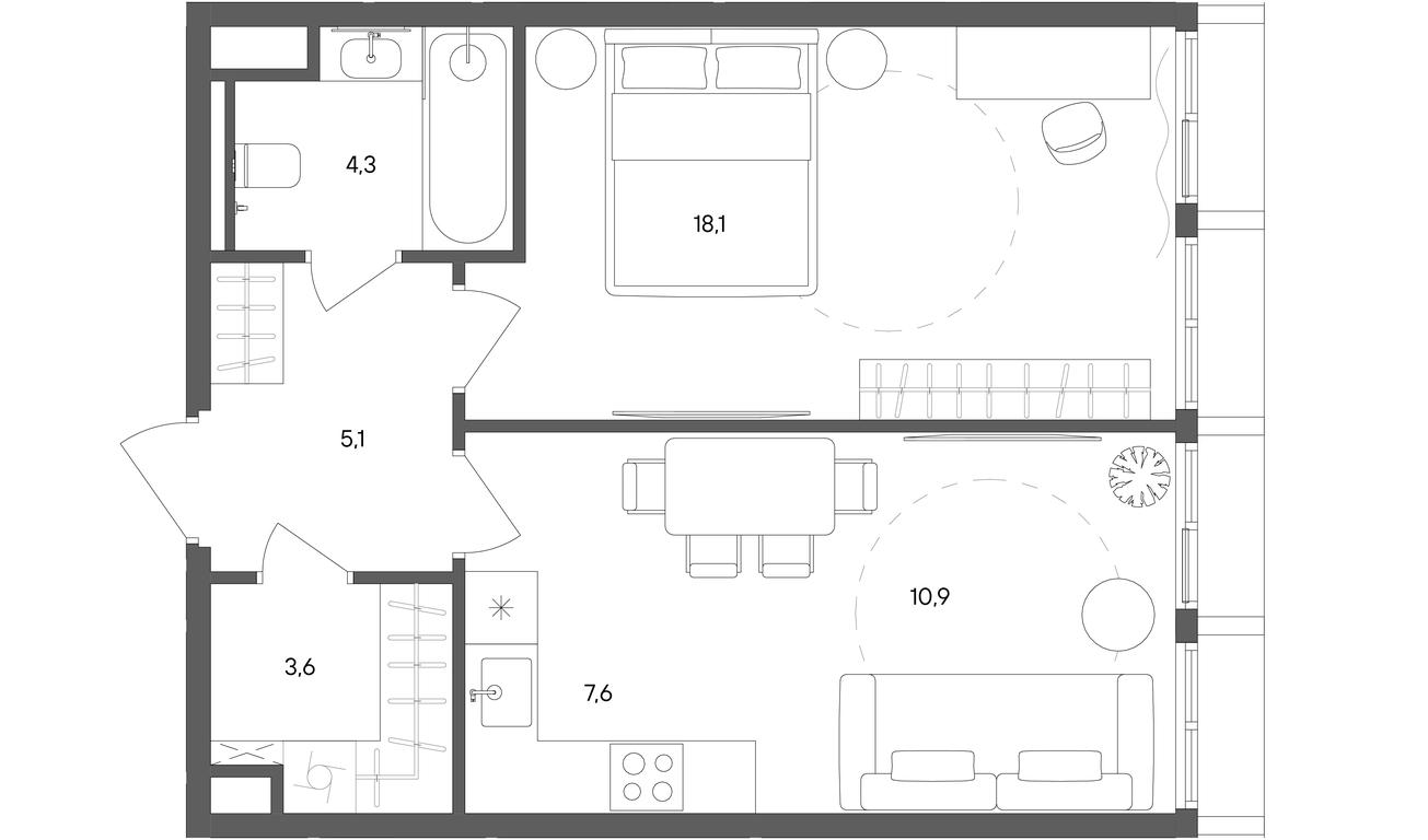 1-BD Apartment Sale, 49.6 sq. m. at Sokolniki (Sokolniki), Gastello Street, Moscow, Russia #1 1-BD Apartment Sale, 49.6 sq. m. at Sokolniki (Sokolniki), Gastello Street, Moscow, Russia #1