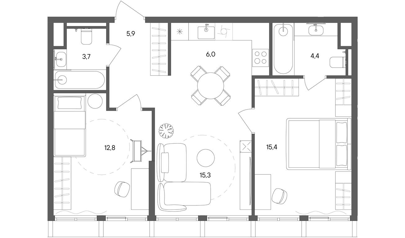 2-BD Apartment Sale, 63.5 sq. m. at Sokolniki (Sokolniki), Gastello Street, Moscow, Russia #1 2-BD Apartment Sale, 63.5 sq. m. at Sokolniki (Sokolniki), Gastello Street, Moscow, Russia #1