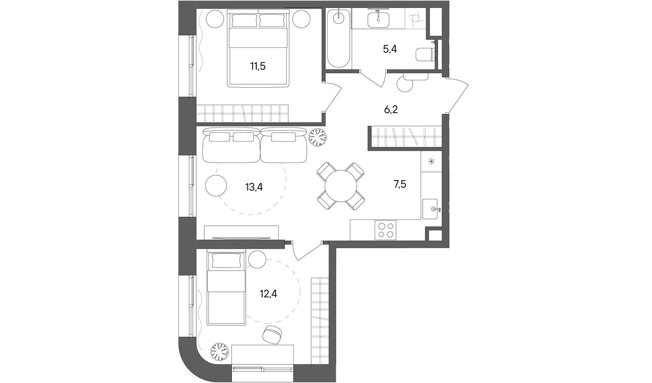 2-BD Apartment Sale, 56.4 sq. m. at Sokolniki (Sokolniki), Gastello Street, Moscow, Russia #1 2-BD Apartment Sale, 56.4 sq. m. at Sokolniki (Sokolniki), Gastello Street, Moscow, Russia #1