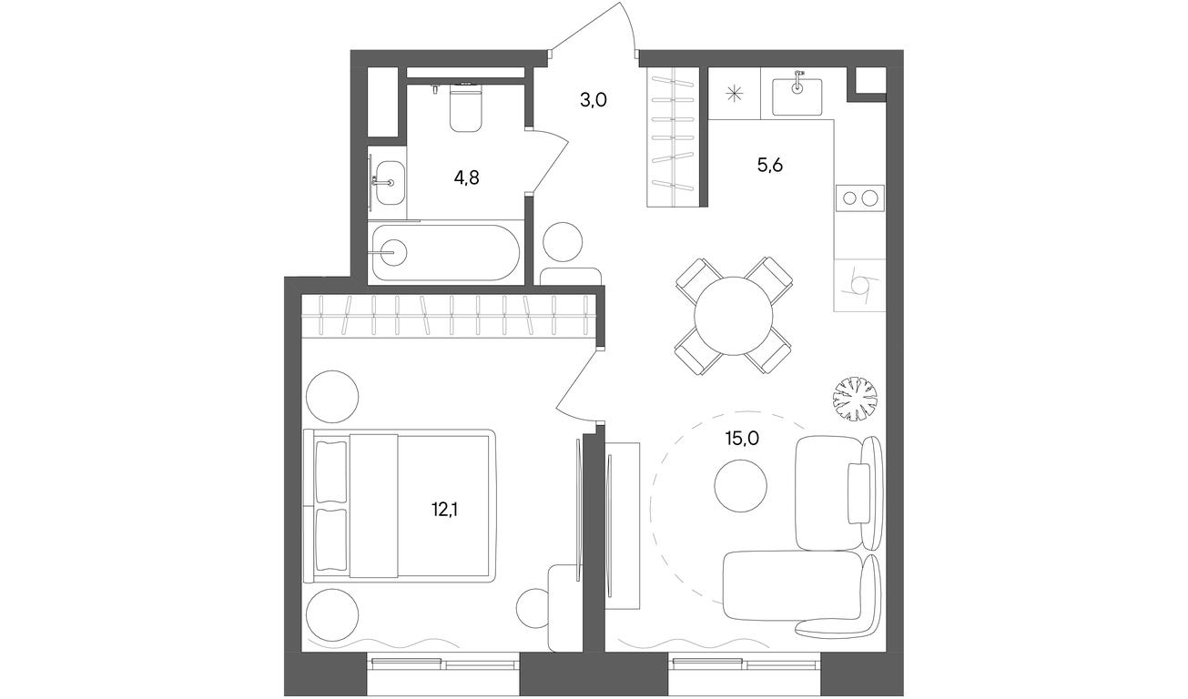 1-BD Apartment Sale, 40.5 sq. m. at Sokolniki (Sokolniki), Gastello Street, Moscow, Russia #1