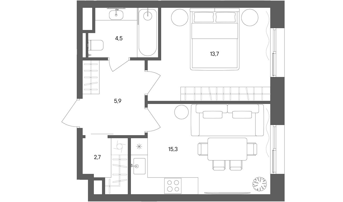 1-BD Apartment Sale, 42.1 sq. m. at Sokolniki (Sokolniki), Gastello Street, Moscow, Russia #1 1-BD Apartment Sale, 42.1 sq. m. at Sokolniki (Sokolniki), Gastello Street, Moscow, Russia #1