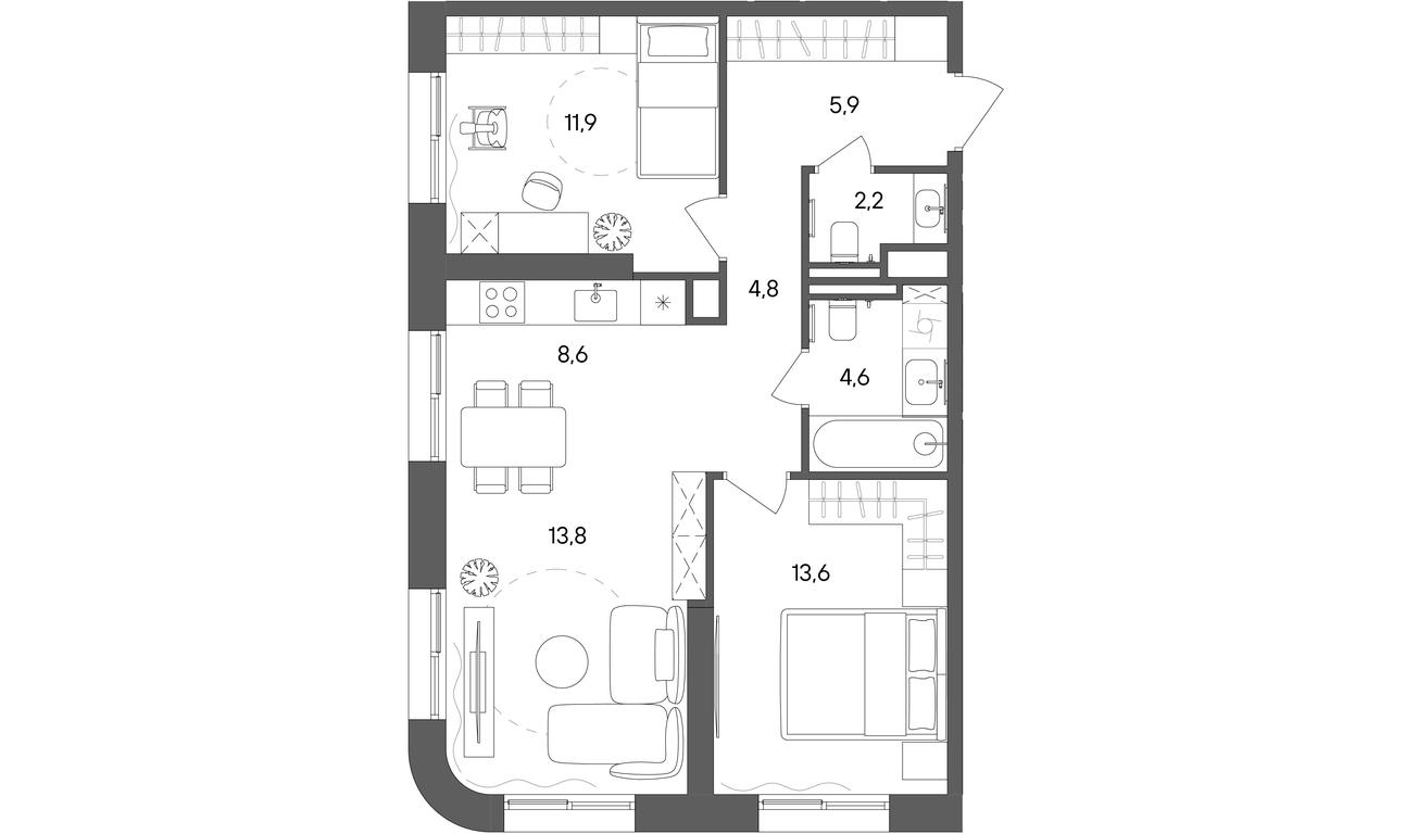 2-BD Apartment Sale, 65.4 sq. m. at Sokolniki (Sokolniki), Gastello Street, Moscow, Russia #1 2-BD Apartment Sale, 65.4 sq. m. at Sokolniki (Sokolniki), Gastello Street, Moscow, Russia #1