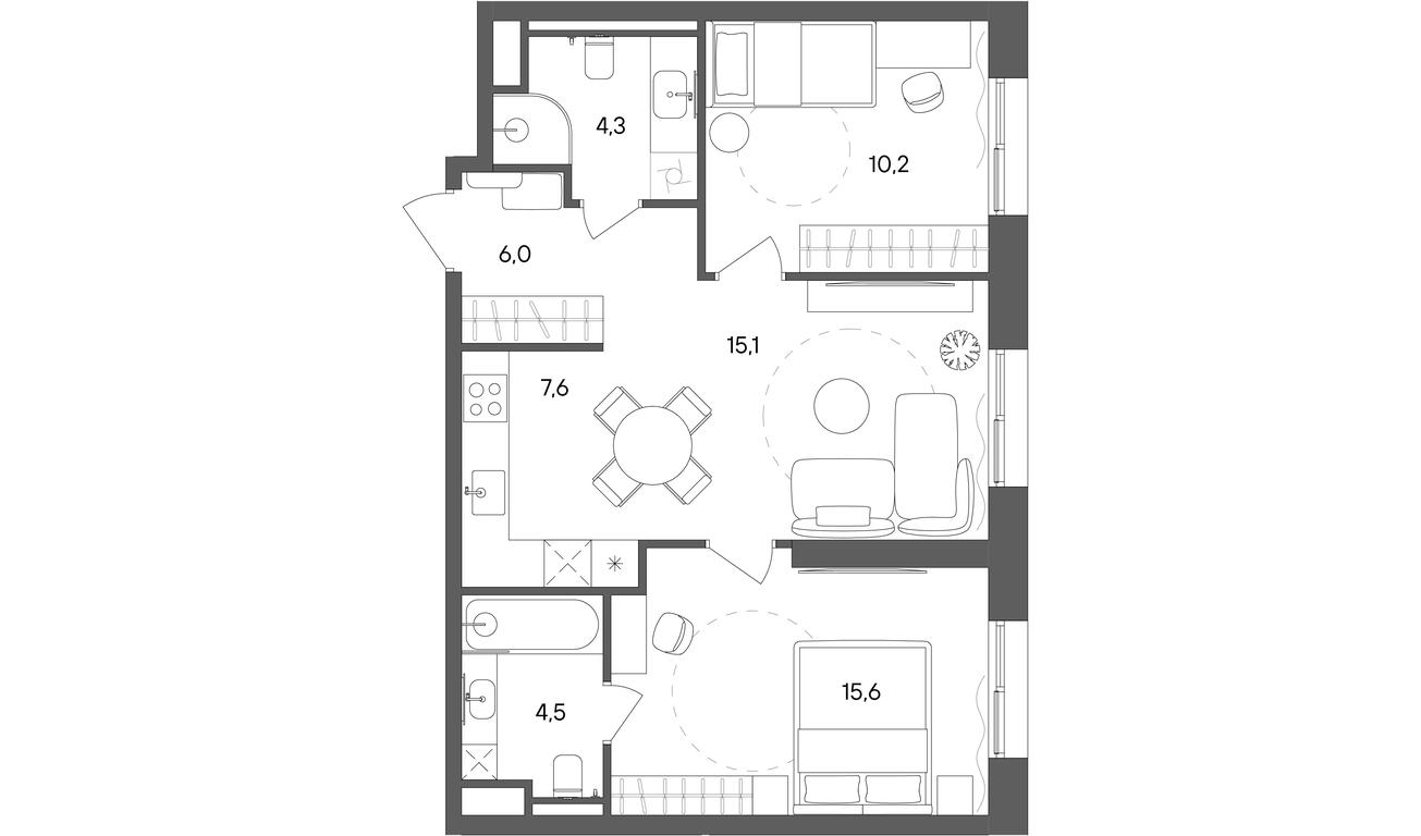 2-BD Apartment Sale, 63.3 sq. m. at Sokolniki (Sokolniki), Gastello Street, Moscow, Russia #1 2-BD Apartment Sale, 63.3 sq. m. at Sokolniki (Sokolniki), Gastello Street, Moscow, Russia #1