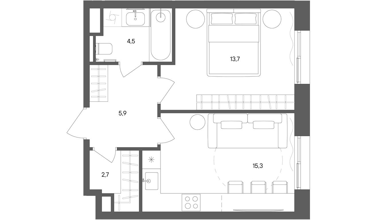 1-BD Apartment Sale, 42.1 sq. m. at Sokolniki (Sokolniki), Gastello Street, Moscow, Russia #1 1-BD Apartment Sale, 42.1 sq. m. at Sokolniki (Sokolniki), Gastello Street, Moscow, Russia #1