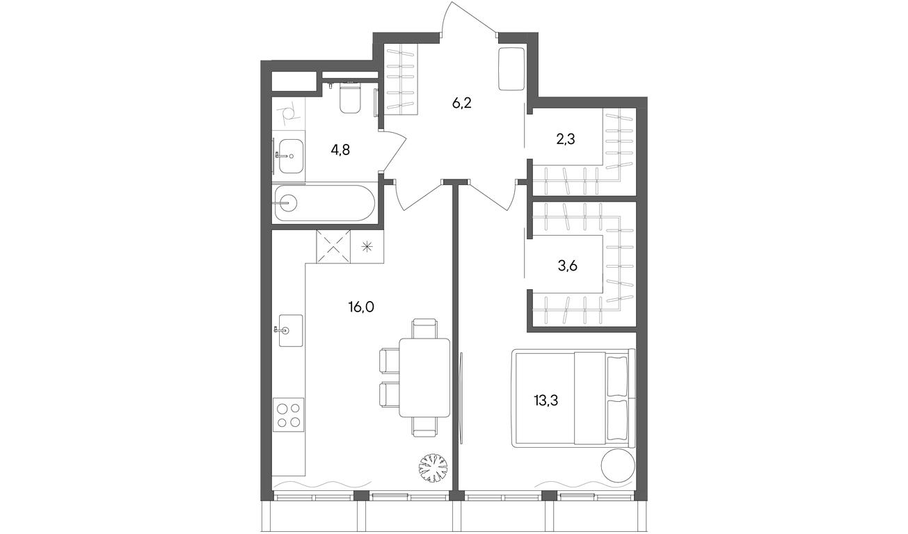 1-BD Apartment Sale, 46.2 sq. m. at Sokolniki (Sokolniki), Gastello Street, Moscow, Russia #1