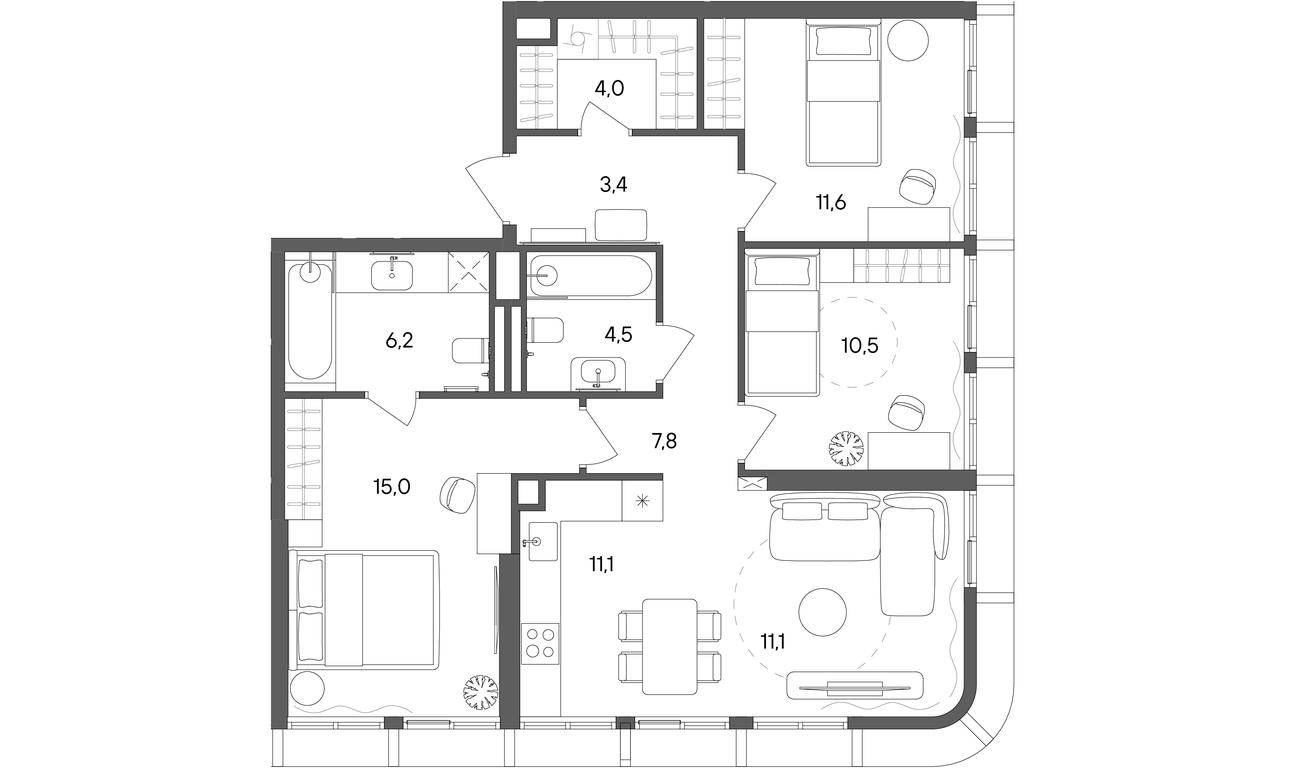 3-BD Apartment Sale, 85.2 sq. m. at Sokolniki (Sokolniki), Gastello Street, Moscow, Russia #1