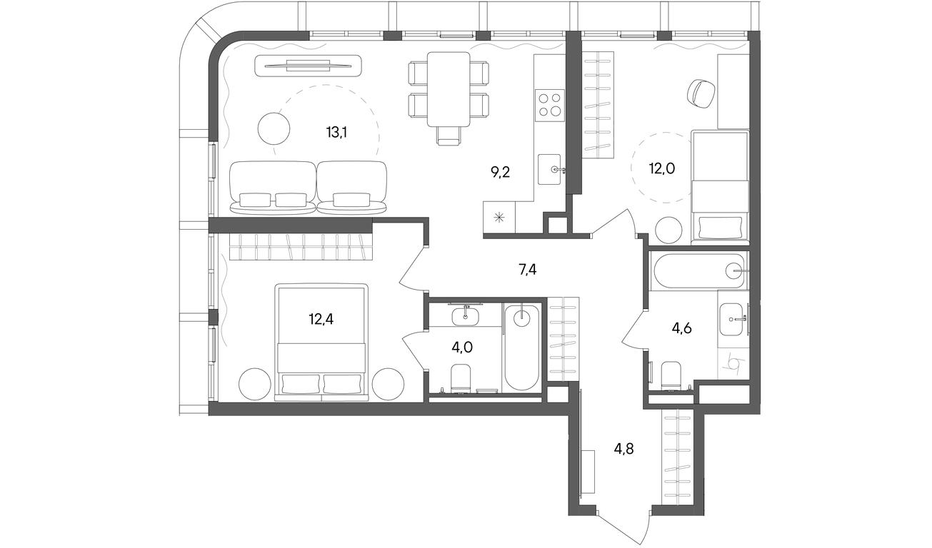 2-BD Apartment Sale, 67.5 sq. m. at Sokolniki (Sokolniki), Gastello Street, Moscow, Russia #1 2-BD Apartment Sale, 67.5 sq. m. at Sokolniki (Sokolniki), Gastello Street, Moscow, Russia #1