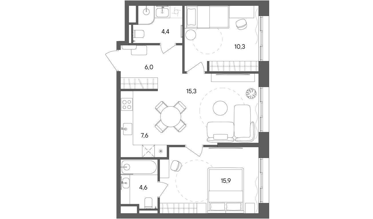 2-BD Apartment Sale, 64.1 sq. m. at Sokolniki (Sokolniki), Gastello Street, Moscow, Russia #1 2-BD Apartment Sale, 64.1 sq. m. at Sokolniki (Sokolniki), Gastello Street, Moscow, Russia #1