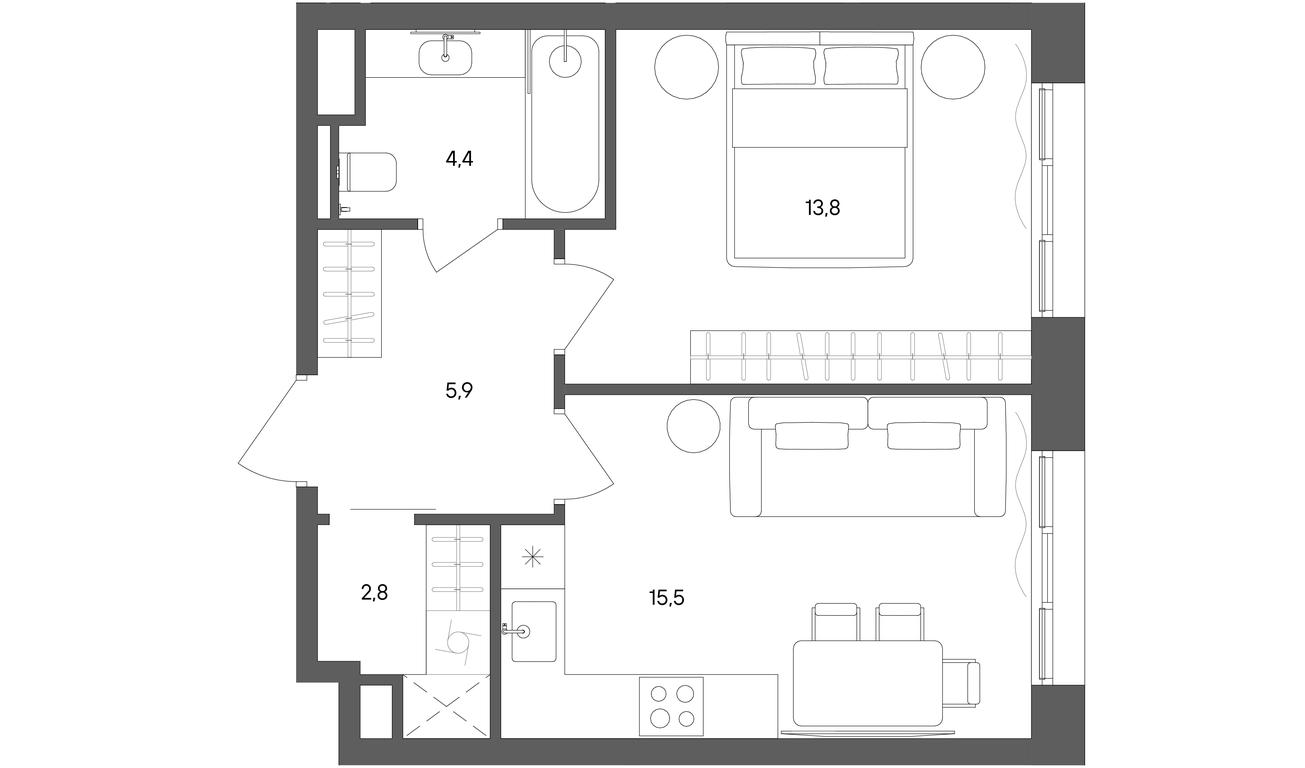 1-BD Apartment Sale, 42.4 sq. m. at Sokolniki (Sokolniki), Gastello Street, Moscow, Russia #1 1-BD Apartment Sale, 42.4 sq. m. at Sokolniki (Sokolniki), Gastello Street, Moscow, Russia #1