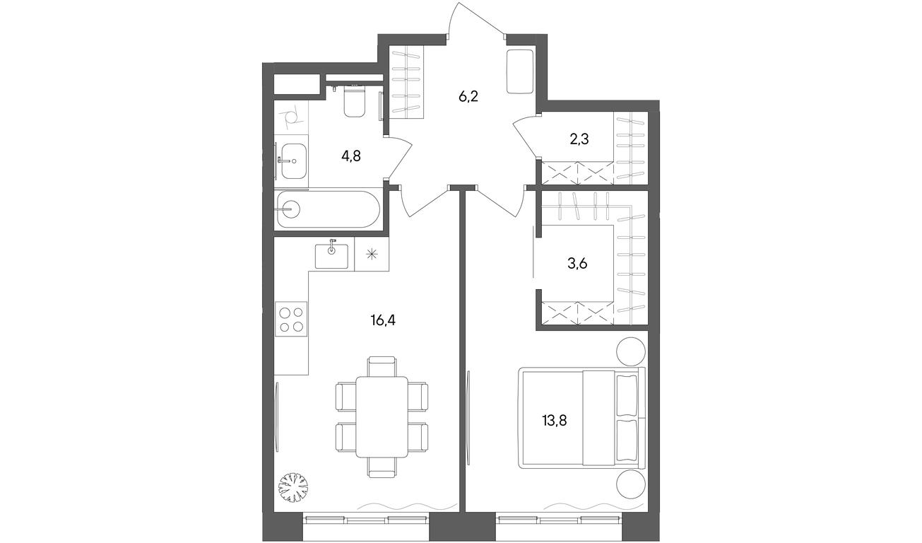 1-BD Apartment Sale, 47.1 sq. m. at Sokolniki (Sokolniki), Gastello Street, Moscow, Russia #1
