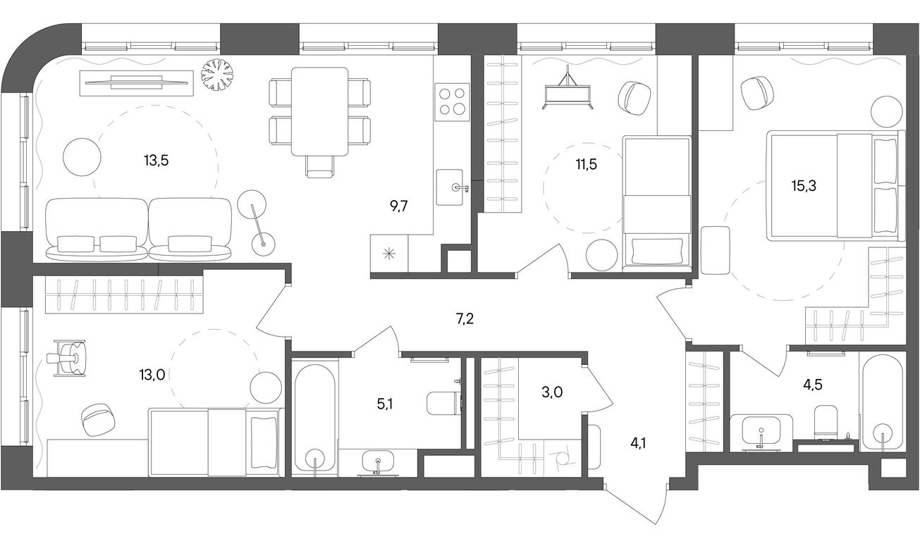 3-BD Apartment Sale, 86.9 sq. m. at Sokolniki (Sokolniki), Gastello Street, Moscow, Russia #1 3-BD Apartment Sale, 86.9 sq. m. at Sokolniki (Sokolniki), Gastello Street, Moscow, Russia #1