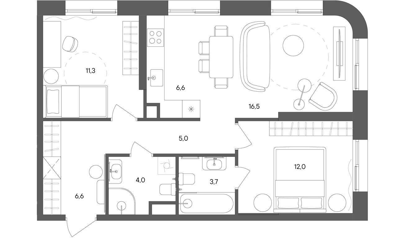 2-BD Apartment Sale, 65.7 sq. m. at Sokolniki (Sokolniki), Gastello Street, Moscow, Russia #1 2-BD Apartment Sale, 65.7 sq. m. at Sokolniki (Sokolniki), Gastello Street, Moscow, Russia #1