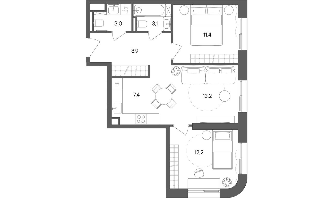 2-BD Apartment Sale, 59.2 sq. m. at Sokolniki (Sokolniki), Gastello Street, Moscow, Russia #1 2-BD Apartment Sale, 59.2 sq. m. at Sokolniki (Sokolniki), Gastello Street, Moscow, Russia #1