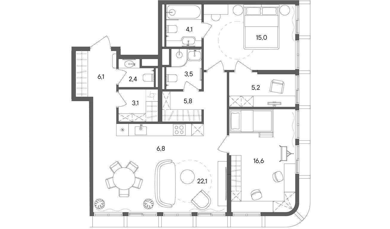 2-BD Apartment Sale, 90.7 sq. m. at Sokolniki (Sokolniki), Gastello Street, Moscow, Russia #1 2-BD Apartment Sale, 90.7 sq. m. at Sokolniki (Sokolniki), Gastello Street, Moscow, Russia #1