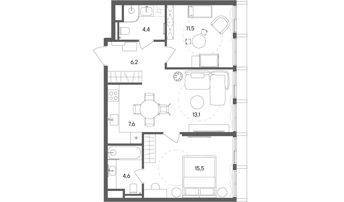 2-BD Apartment Sale, 62.9 sq. m. at Sokolniki (Sokolniki), Gastello Street, Moscow, Russia #1 2-BD Apartment Sale, 62.9 sq. m. at Sokolniki (Sokolniki), Gastello Street, Moscow, Russia #1