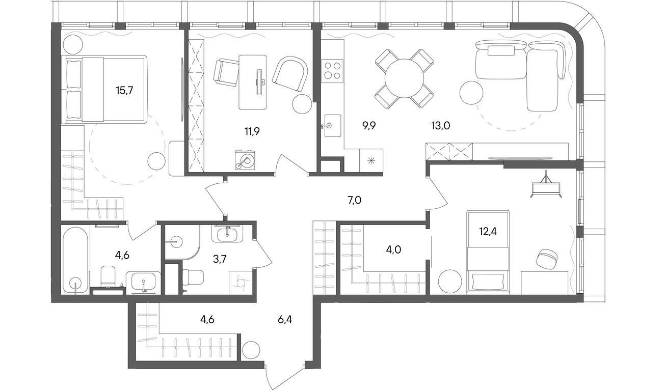 3-BD Apartment Sale, 93.2 sq. m. at Sokolniki (Sokolniki), Gastello Street, Moscow, Russia #1