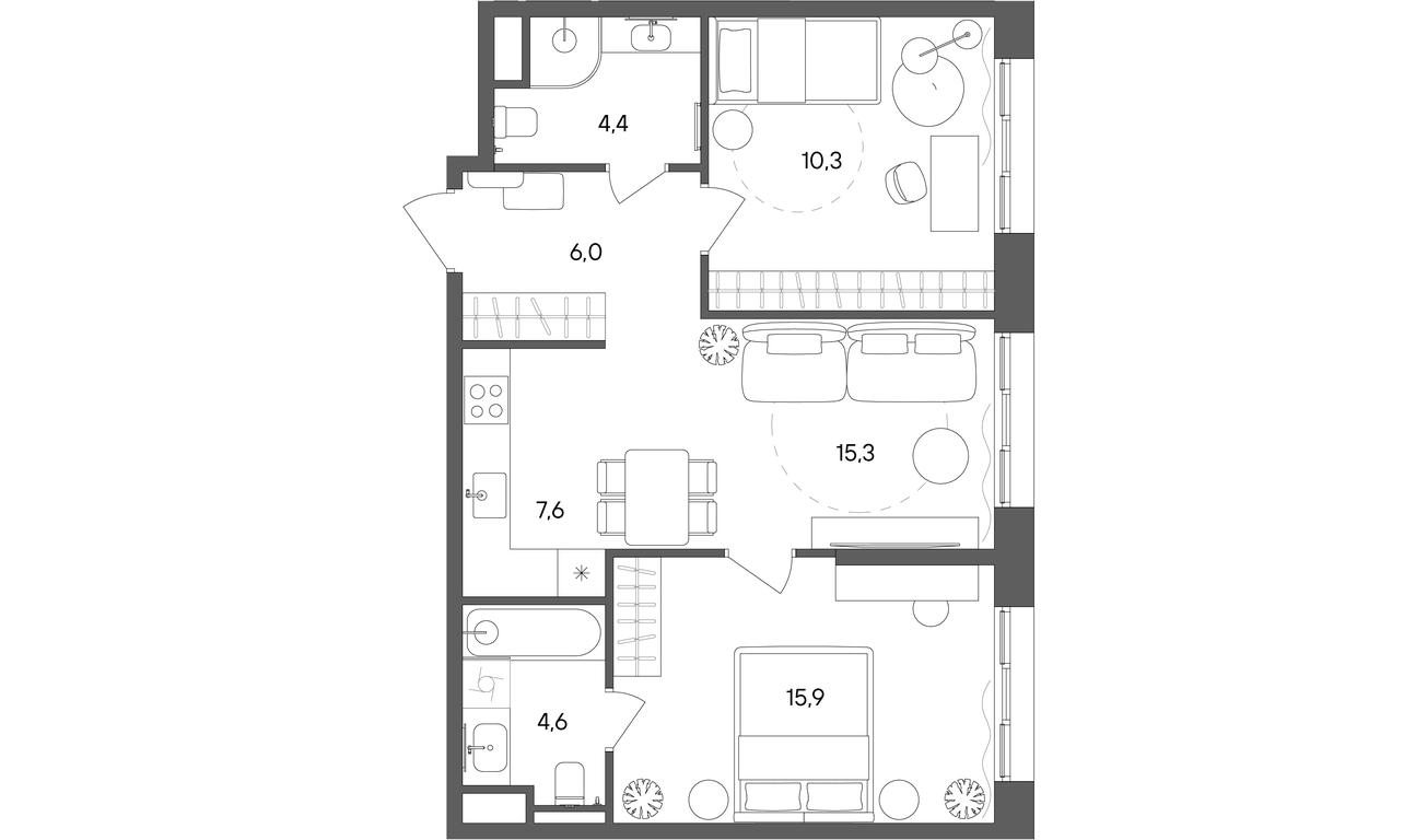2-BD Apartment Sale, 64.1 sq. m. at Sokolniki (Sokolniki), Gastello Street, Moscow, Russia #1 2-BD Apartment Sale, 64.1 sq. m. at Sokolniki (Sokolniki), Gastello Street, Moscow, Russia #1
