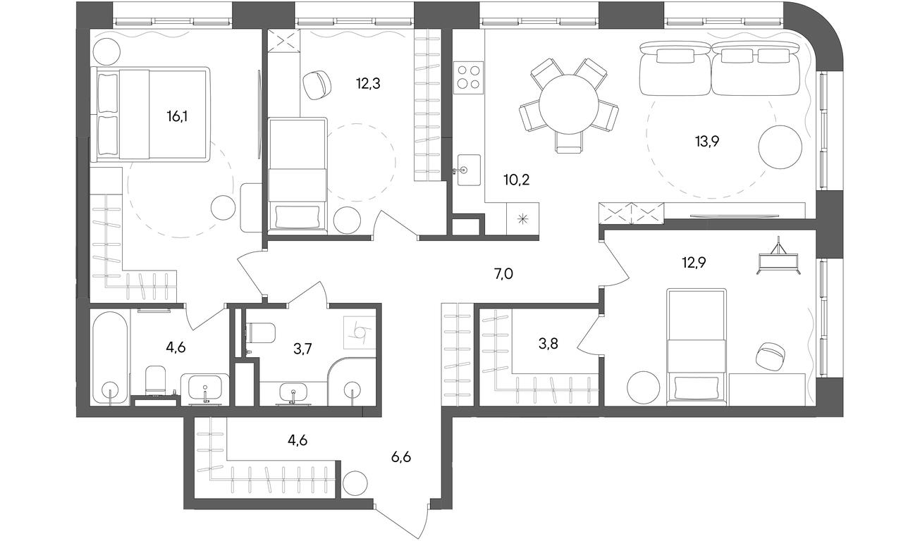 3-BD Apartment Sale, 95.7 sq. m. at Sokolniki (Sokolniki), Gastello Street, Moscow, Russia #1 3-BD Apartment Sale, 95.7 sq. m. at Sokolniki (Sokolniki), Gastello Street, Moscow, Russia #1