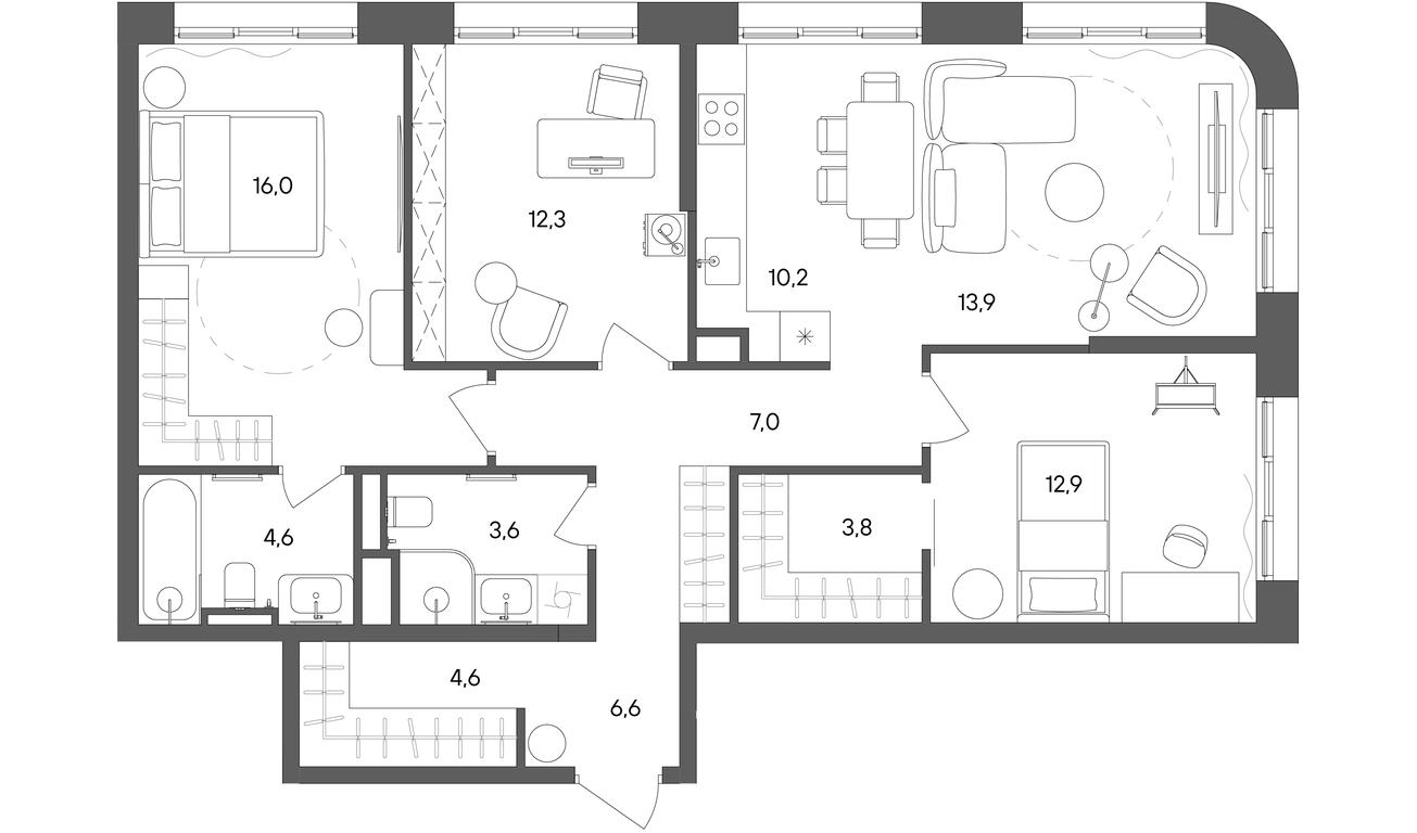 3-BD Apartment Sale, 95.5平方米 at Sokolniki (Sokolniki), Gastello Street, Moscow, Russia #1 3-BD Apartment Sale, 95.5平方米 at Sokolniki (Sokolniki), Gastello Street, Moscow, Russia #1
