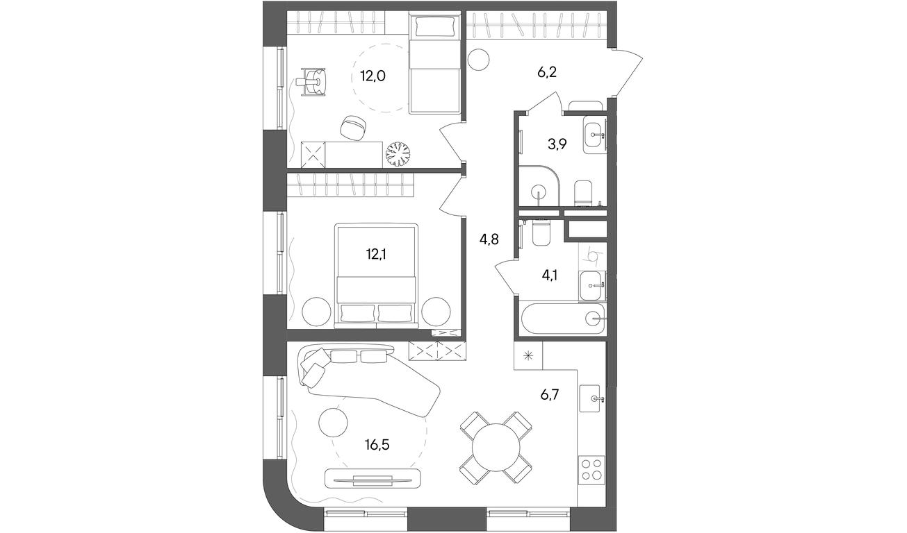 2-BD Apartment Sale, 66.3 sq. m. at Sokolniki (Sokolniki), Gastello Street, Moscow, Russia #1