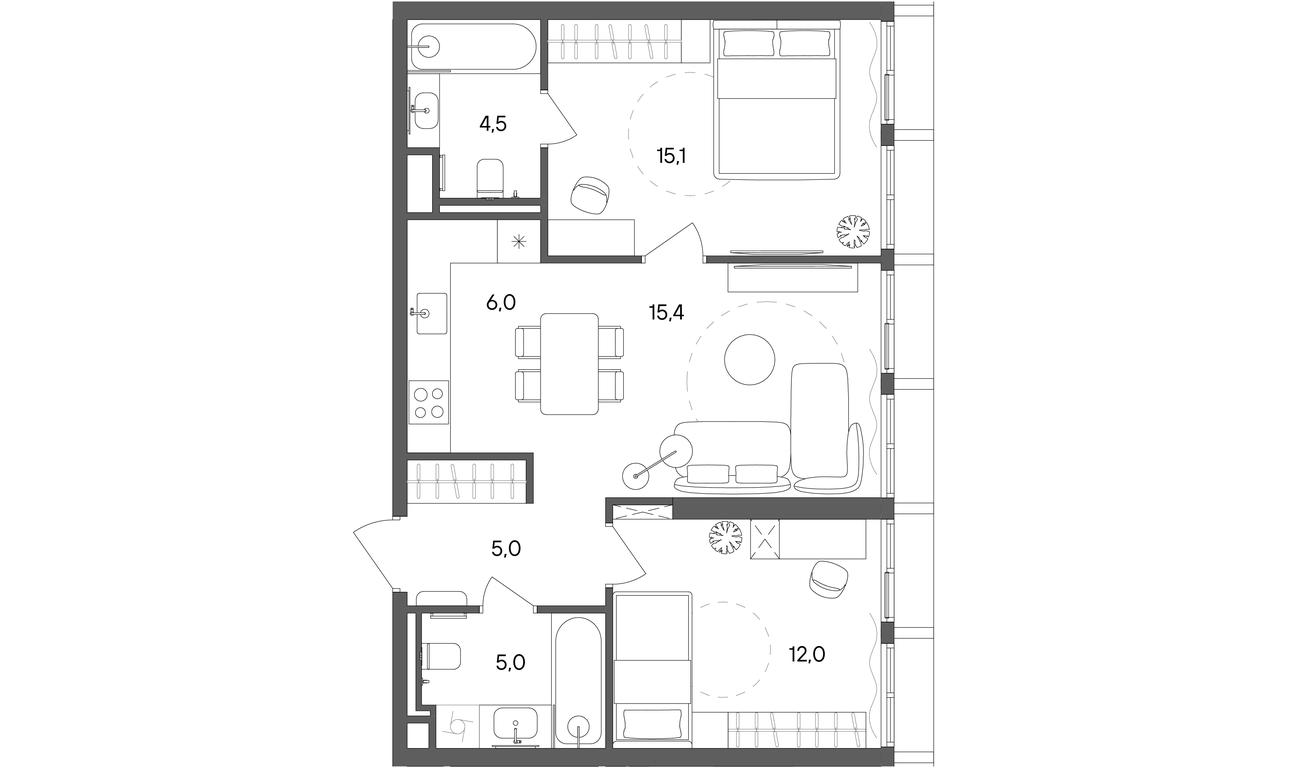 2-BD Apartment Sale, 63 sq. m. at Sokolniki (Sokolniki), Gastello Street, Moscow, Russia #1 2-BD Apartment Sale, 63 sq. m. at Sokolniki (Sokolniki), Gastello Street, Moscow, Russia #1