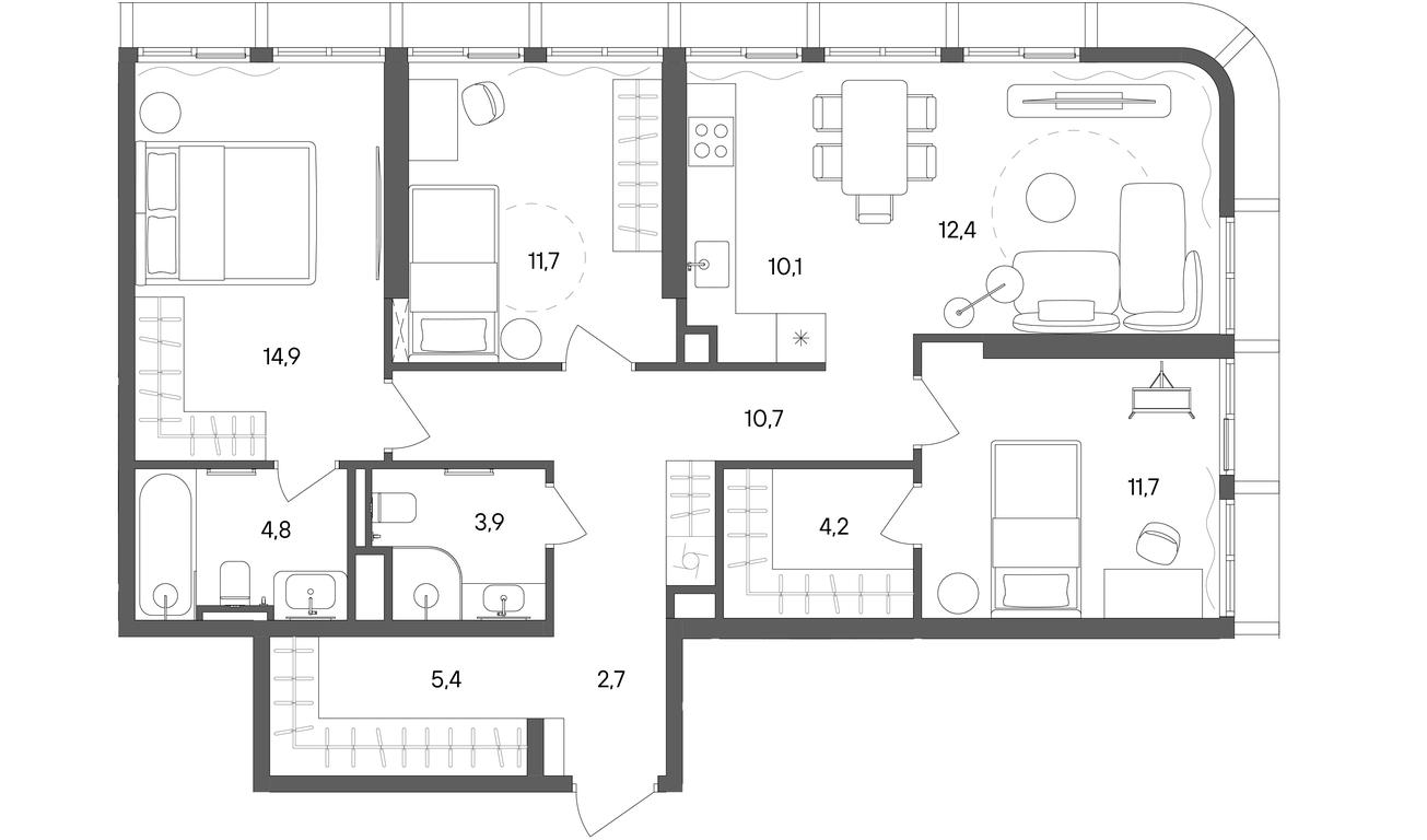 3-BD Apartment Sale, 92.5 sq. m. at Sokolniki (Sokolniki), Gastello Street, Moscow, Russia #1