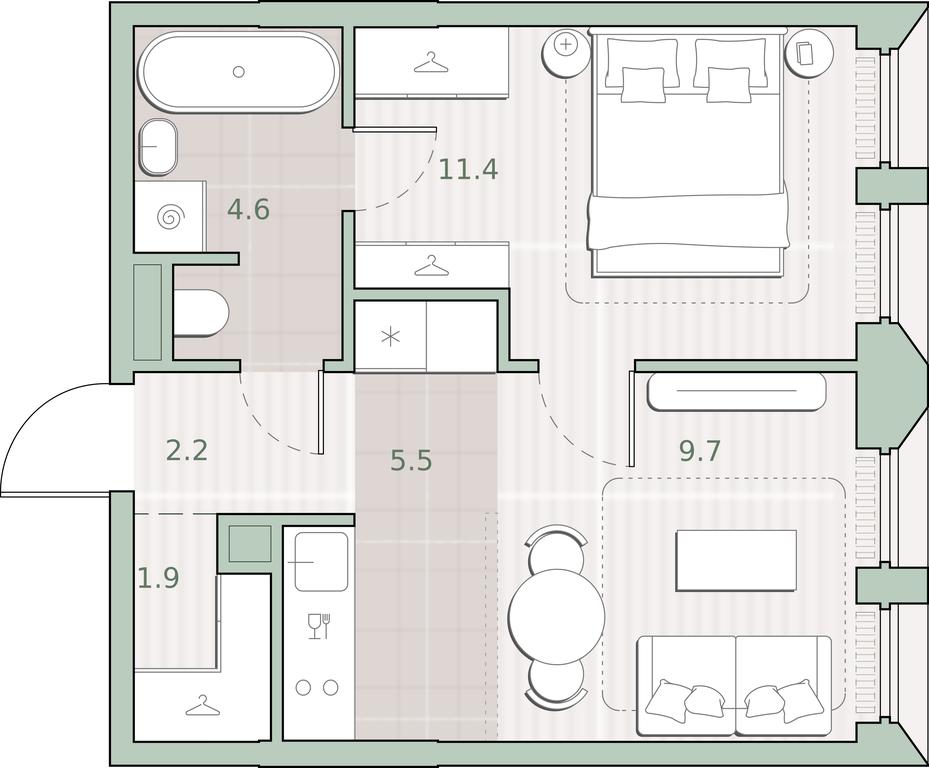 1-BD Apartment Sale, 35.3 sq. m. at Sreda na Lobachevskogo, Ochakovskoye Highway, Moscow, Russia #1