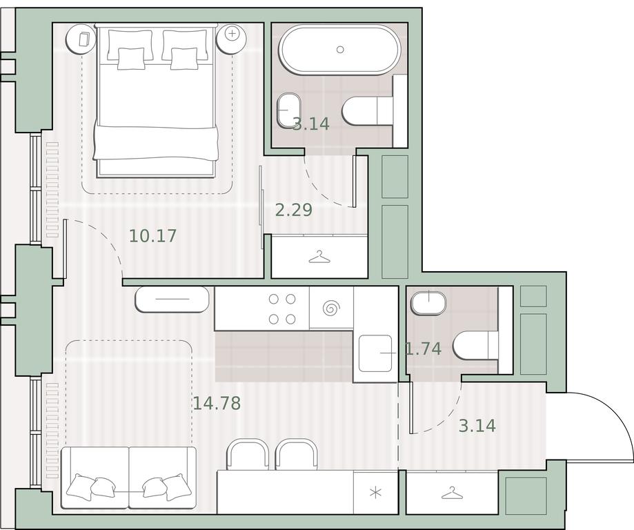 1-BD Apartment Sale, 35.26 sq. m. at Sreda na Kutuzovskom, Ivana Franko Street, Moscow, Russia #1 1-BD Apartment Sale, 35.26 sq. m. at Sreda na Kutuzovskom, Ivana Franko Street, Moscow, Russia #1