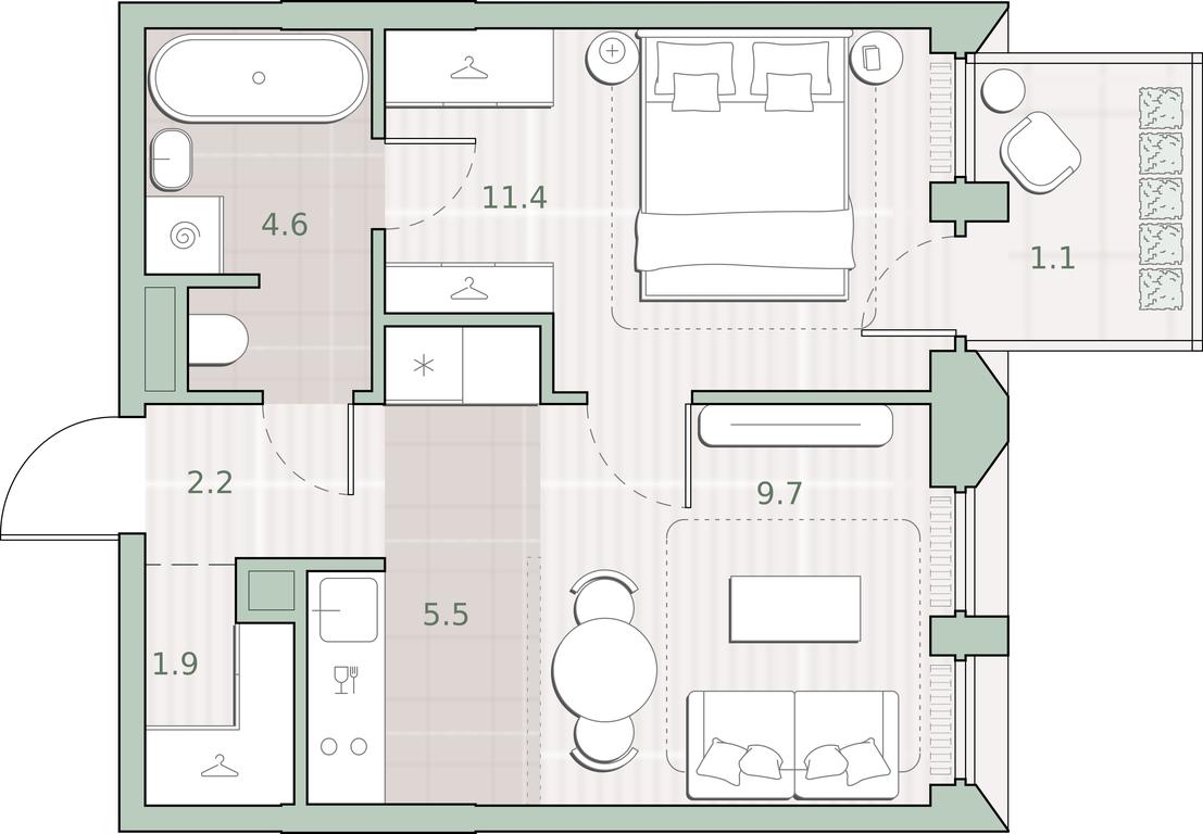 1-BD Apartment Sale, 36.4平方米 at Sreda na Lobachevskogo, Ochakovskoye Highway, Moscow, Russia #1