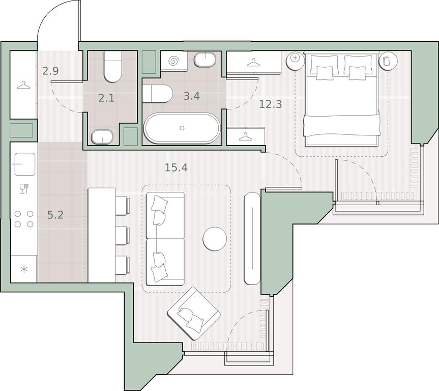 1-BD Apartment Sale, 41.3平方米 at Sreda na Lobachevskogo, Ochakovskoye Highway, Moscow, Russia #1 1-BD Apartment Sale, 41.3平方米 at Sreda na Lobachevskogo, Ochakovskoye Highway, Moscow, Russia #1