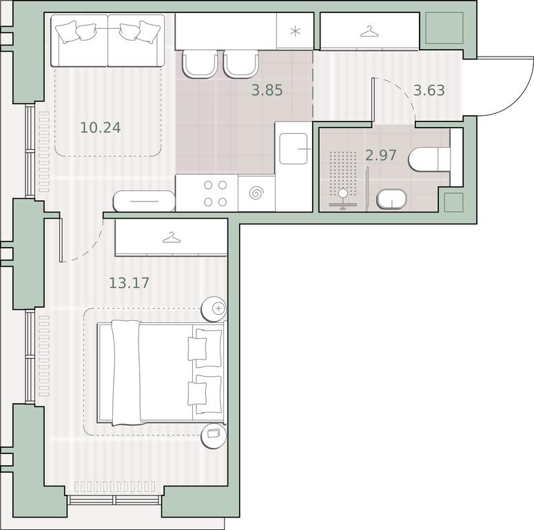 1-BD Apartment Sale, 33.86 sq. m. at Sreda na Kutuzovskom, Ivana Franko Street, Moscow, Russia #1
