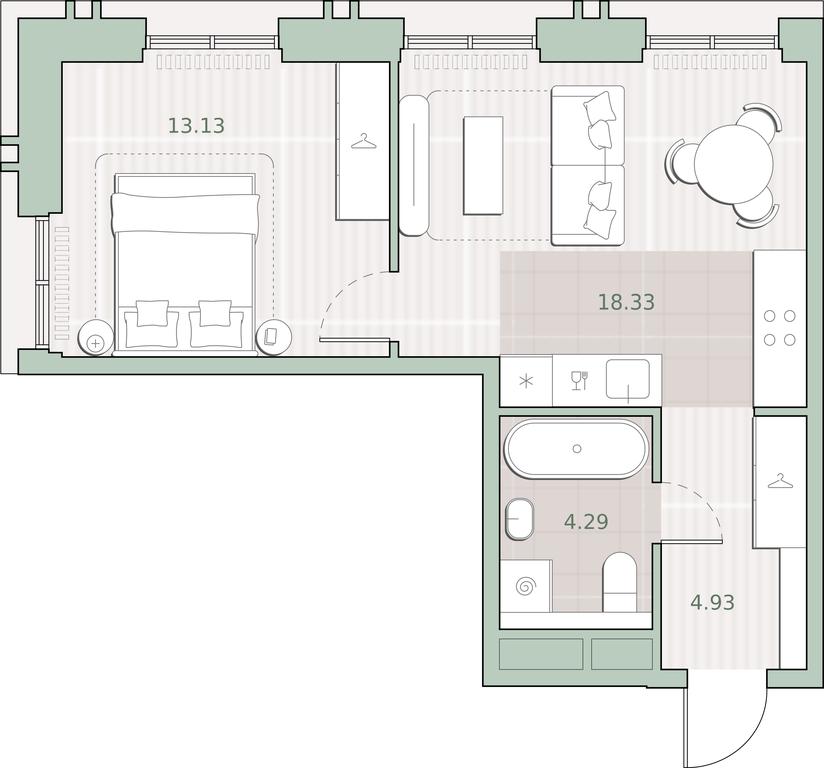 1-BD Apartment Sale, 40.68 sq. m. at Sreda na Kutuzovskom, Ivana Franko Street, Moscow, Russia #1 1-BD Apartment Sale, 40.68 sq. m. at Sreda na Kutuzovskom, Ivana Franko Street, Moscow, Russia #1