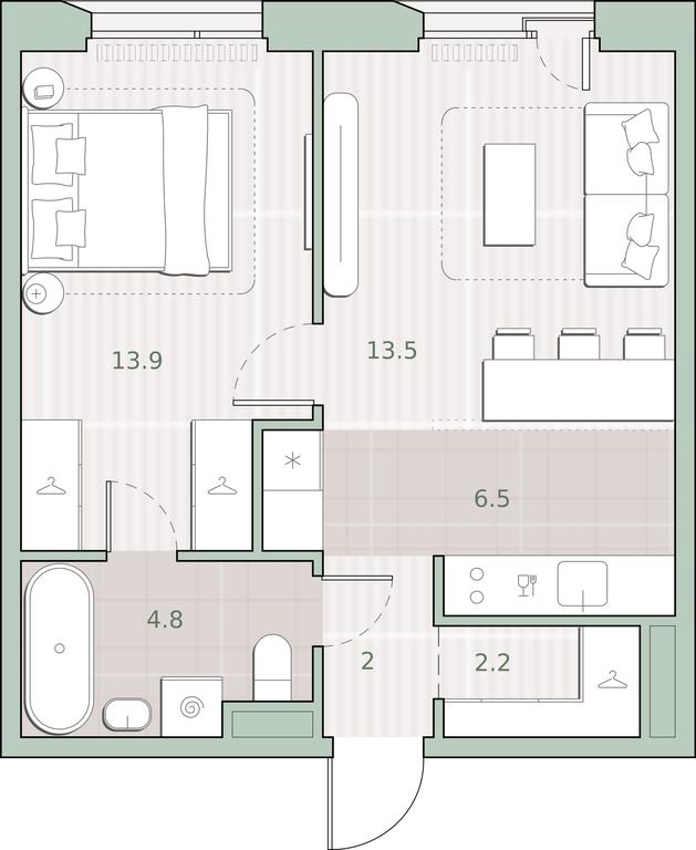 1-BD Apartment Sale, 42.9 sq. m. at Sreda na Lobachevskogo, Ochakovskoye Highway, Moscow, Russia #1 1-BD Apartment Sale, 42.9 sq. m. at Sreda na Lobachevskogo, Ochakovskoye Highway, Moscow, Russia #1