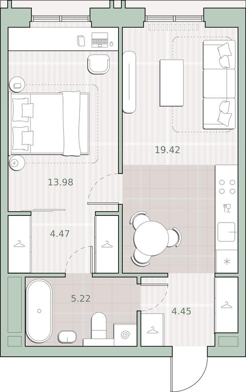 1-BD Apartment Sale, 47.54 sq. m. at Sreda na Kutuzovskom, Ivana Franko Street, Moscow, Russia #1 1-BD Apartment Sale, 47.54 sq. m. at Sreda na Kutuzovskom, Ivana Franko Street, Moscow, Russia #1