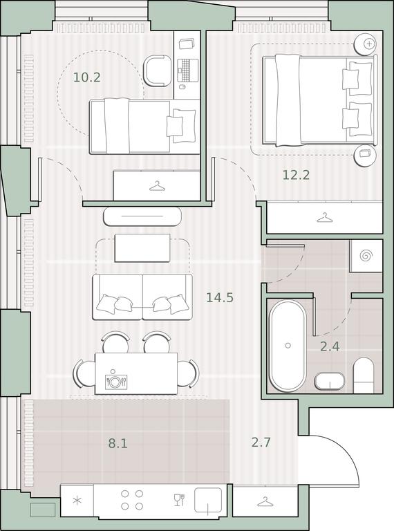 2-BD Apartment Sale, 54.2 sq. m. at Sreda na Lobachevskogo, Ochakovskoye Highway, Moscow, Russia #1 2-BD Apartment Sale, 54.2 sq. m. at Sreda na Lobachevskogo, Ochakovskoye Highway, Moscow, Russia #1