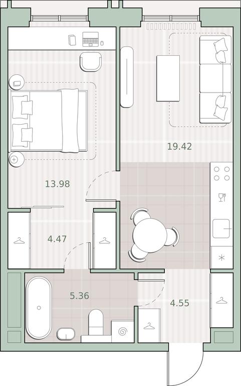 1-BD Apartment Sale, 47.78平方米 at Sreda na Kutuzovskom, Ivana Franko Street, Moscow, Russia #1 1-BD Apartment Sale, 47.78平方米 at Sreda na Kutuzovskom, Ivana Franko Street, Moscow, Russia #1