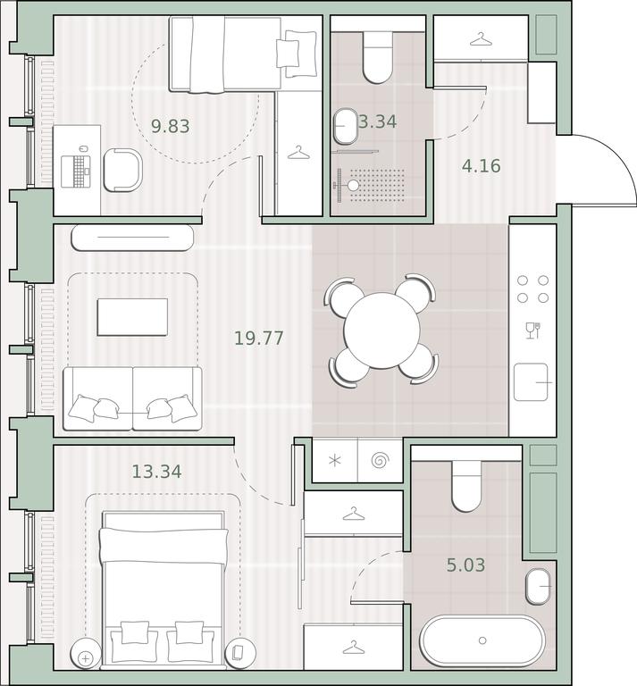 2-BD Apartment Sale, 55.47 sq. m. at Sreda na Kutuzovskom, Ivana Franko Street, Moscow, Russia #1 2-BD Apartment Sale, 55.47 sq. m. at Sreda na Kutuzovskom, Ivana Franko Street, Moscow, Russia #1