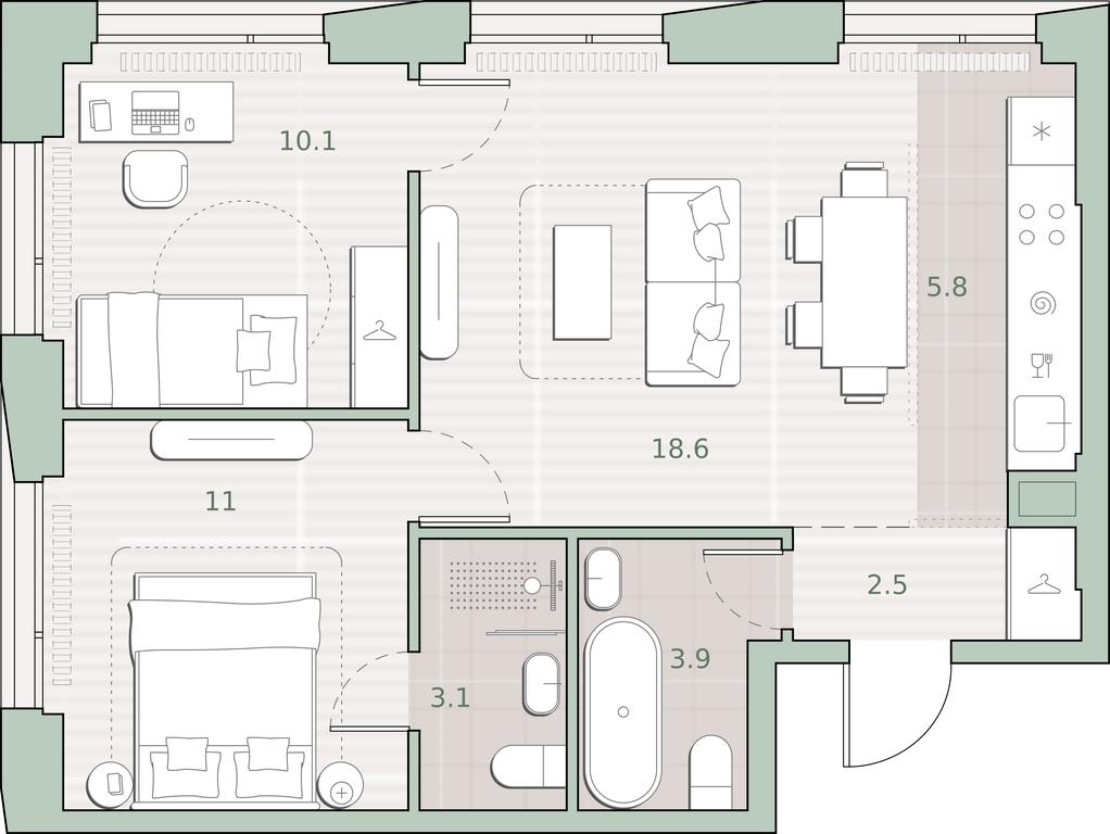 2-BD Apartment Sale, 55 sq. m. at Sreda na Lobachevskogo, Ochakovskoye Highway, Moscow, Russia #2 2-BD Apartment Sale, 55 sq. m. at Sreda na Lobachevskogo, Ochakovskoye Highway, Moscow, Russia #2