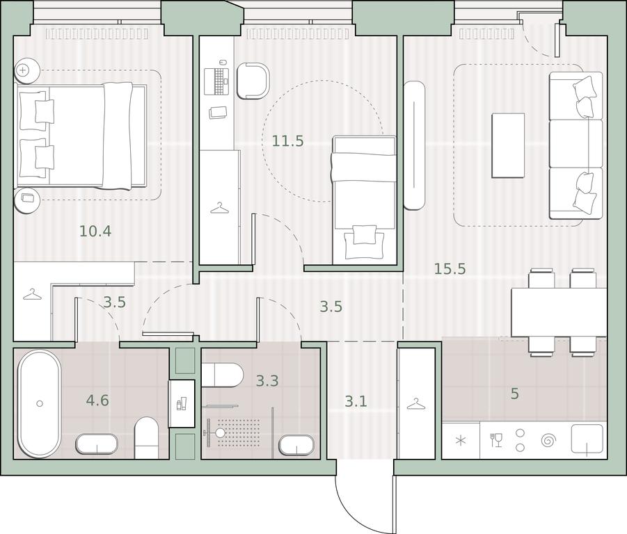 2-BD Apartment Sale, 60.4 sq. m. at Sreda na Lobachevskogo, Ochakovskoye Highway, Moscow, Russia #1 2-BD Apartment Sale, 60.4 sq. m. at Sreda na Lobachevskogo, Ochakovskoye Highway, Moscow, Russia #1