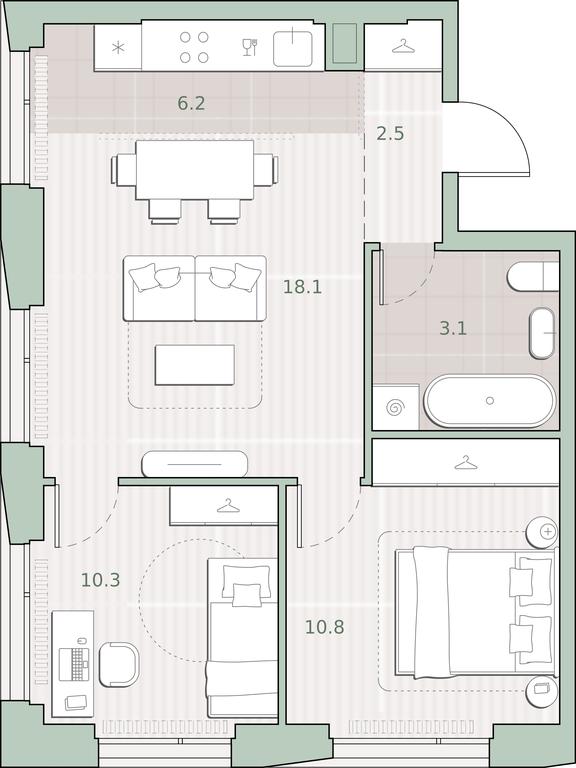 2-BD Apartment Sale, 54.9 sq. m. at Sreda na Lobachevskogo, Ochakovskoye Highway, Moscow, Russia #1 2-BD Apartment Sale, 54.9 sq. m. at Sreda na Lobachevskogo, Ochakovskoye Highway, Moscow, Russia #1