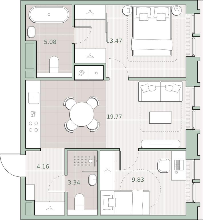 2-BD Apartment Sale, 55.65 sq. m. at Sreda na Kutuzovskom, Ivana Franko Street, Moscow, Russia #1 2-BD Apartment Sale, 55.65 sq. m. at Sreda na Kutuzovskom, Ivana Franko Street, Moscow, Russia #1