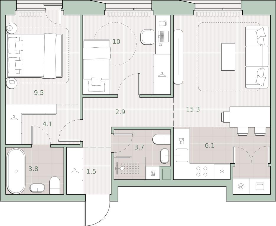 2-BD Apartment Sale, 61.4平方米 at Sreda na Lobachevskogo, Ochakovskoye Highway, Moscow, Russia #1 2-BD Apartment Sale, 61.4平方米 at Sreda na Lobachevskogo, Ochakovskoye Highway, Moscow, Russia #1