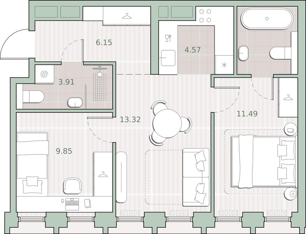 2-BD Apartment Sale, 53.42 sq. m. at Sreda na Kutuzovskom, Ivana Franko Street, Moscow, Russia #1 2-BD Apartment Sale, 53.42 sq. m. at Sreda na Kutuzovskom, Ivana Franko Street, Moscow, Russia #1